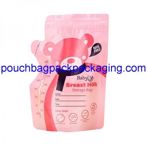 Quality Breast milk storage bag Food Grade double zipper on top 250ml for sale
