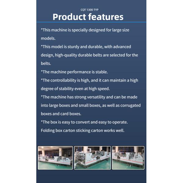 Easy to Operate CQT-1300 Automatic Folder Gluing Machine for Flat Box Carton Box