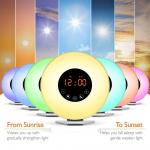 Wake Up Light Digital Alarm Clock Sunrise Simulation 7 Colors LED Night Lights 6