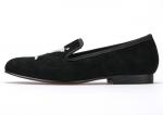 Embroidery Mens Velvet Loafers Mens Black Smoking Slippers With Wine Glass
