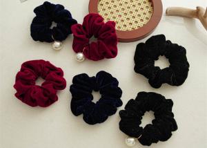 China Autumn winter velvet covered beaded hair scrunchies stars accessories all tie hair bright silk bands on sale