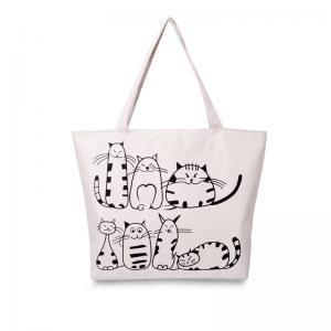  Printed Cartoon Womens Canvas Tote Bags , Portable Big Shoulder Bags Manufactures