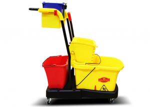  Multifunctional Yellow Plastic Hotel Cleaning Equipment With Mop Bucket / Press Wringer Manufactures
