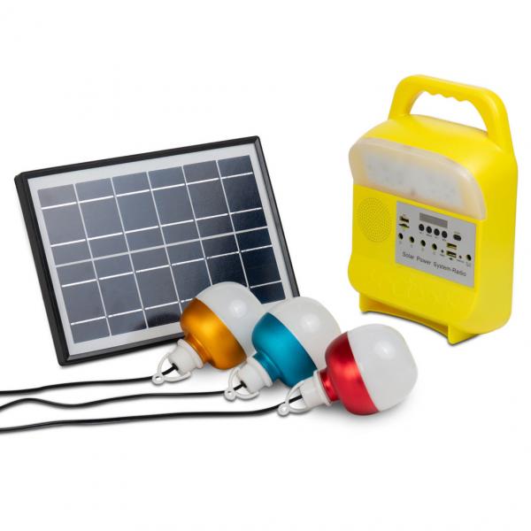 12W Solar Panel 4 LED Bulbs Portable Solar Power Lighting System Kit for Home with Mobile Phone Charging with Bracket
