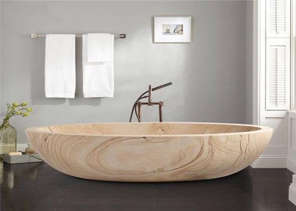 Quality Oval Shaped Durable Natural Stone Bathtub Sandstone Travertine Material for sale