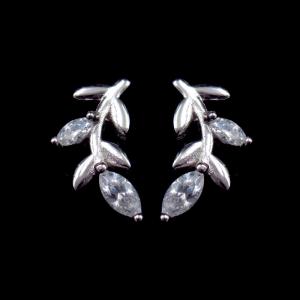 Leaves Tree’s Leaf Real 925 Silver Earrings With Cubic Zircon Stone Manufactures
