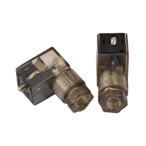 Transparent Solenoid Valve Connector With LED C 2+PE / 3+PE 24V DC Voltage