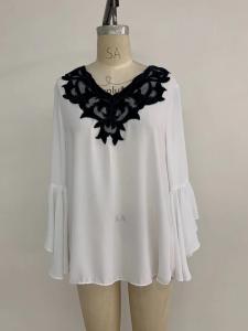 Na Womens Chiffon Shirt White Color Technics Garment Dyed  Yk25685