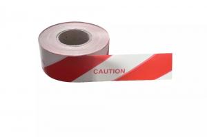 China Caution PE Warning Tape Red White Road Blocking Barricade Plastic Barrier Tape on sale