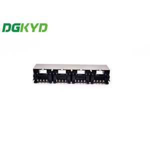 180 Degree 1X4 RJ45 Ethernet Connector With LED Manufactures