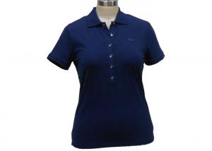 China Solid Color Womens Uniform Polo Shirts , Women'S Short Sleeve Button Down Collar Shirts on sale
