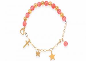  Freshwater pearl jewelry splicing chain strawberry crystal gravel bracelet DIY cross love bracelet female accessories Manufactures