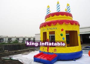 China Hand Drawed Happy Birthday Cake Inflatable Bouncy Castle For Family 4m Diameter on sale