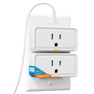 Tuya Smart Socket with Power Monitoring, WiFi and RF433 Plug, Type C Outlet, App and Voice Control, Compatible with Alexa and Google Home Manufactures