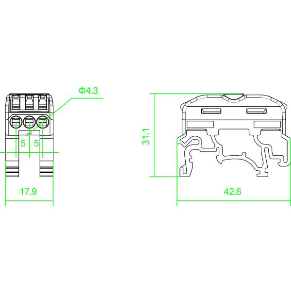 Instead UK2.5B Din Rail Terminal Blocks Fast Connection Press Wire Splicing
