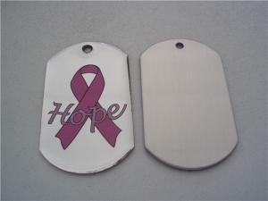  Pink ribbon printed metal dog tags, epoxy pink ribbon key tags for promotional giveaways, Manufactures