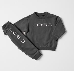  2 PCS Pullover Sweat Shirt Neutral Kids Fleece Sweatshirt Set Long Sleeve Printed Jogger Set Sweat Pants 100% Cotton Manufactures
