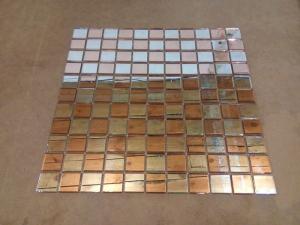 Fiber Mesh Mirror Glass Mosaic Wall Tiles , Rose Gold Silver Glass Backsplash Tile