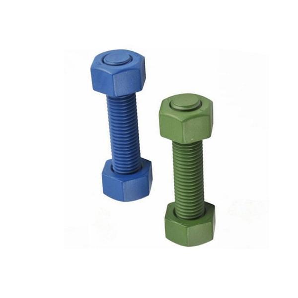 PTFE SS 304 316 Double Ended Bolt , Full Thread Stud Bolt With Nut