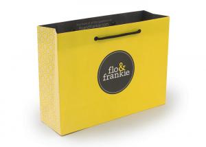 Yellow Recycled Paper Bags Printed With Logo Rope Handle OEM Service Manufactures