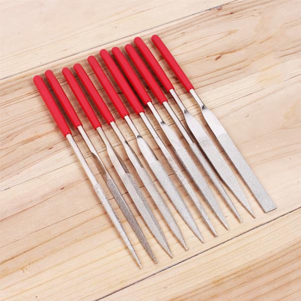 10PCS Half Round Shaped Plastic Coated Grip Handle Diamond Coted Needle File