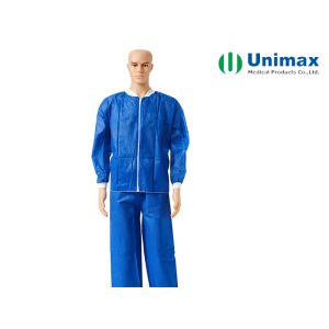 China Non Woven Lab Coat With Zipper, Knitted Collar on sale