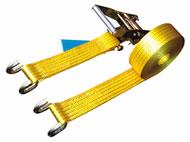 Yellow Tire Tie Down Straps , 2" X 27' Flat Hook Ratchet Straps For Trucks