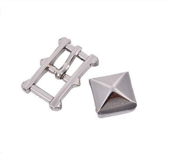 Quality Silver / Glod / Black Square Metal Shoe Strap Buckles Pin Middle Style Shoe Accessories for sale