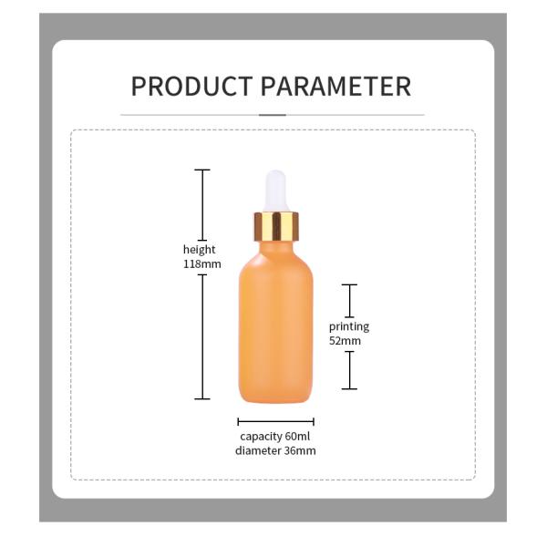 60ml Frosted Amber Colorful Boston Round Bottles Essential Oil Glass Dropper Bottle