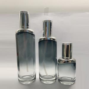 40ml 100ml 120ml Glass Lotion Bottle Set With Metallic Silver Shoulder Manufactures