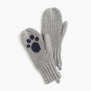  Gray Warm Knitted Mitten Gloves , Kids Winter Gloves With Hand Embroidery Manufactures