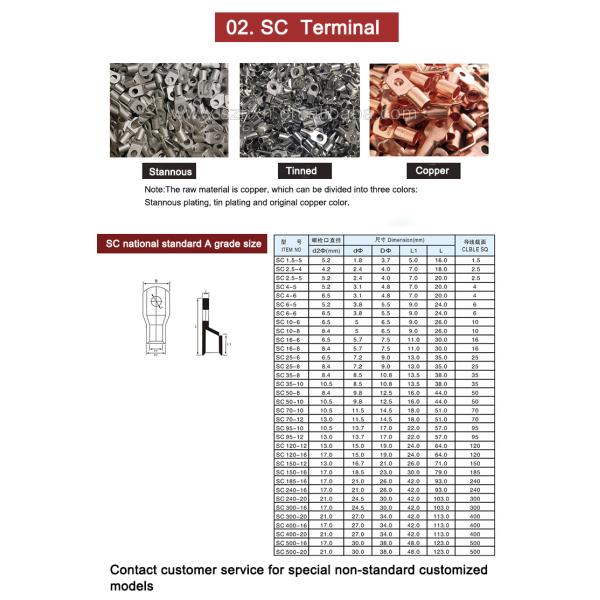 Copper Connecting Line OT-200A DT Nose Open Terminal Cable Lugs Cable Wire Terminal