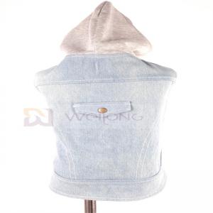 China Cotton Denim Puppy Hoodie Blue Vintage Washed Clothes XS-XL on sale