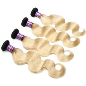  1b 613 two tone hair ombre hair weaves dark root blonde weave virgin brazilian  hair weft Manufactures