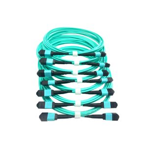 Buy cheap Female To Male Fiber Patch Cord OM3 3M MPO MTP Trunk Cables Aqua Blue from wholesalers