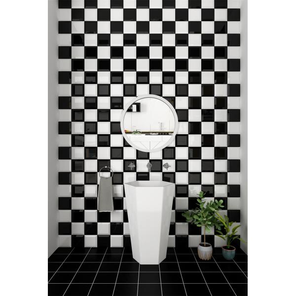 Black White 152x152mm Glossy Ceramic Wall Tiles for Bathroom