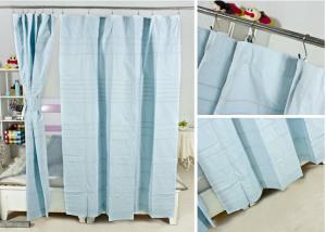  Ruffled Blackout Modern Window Curtains Light Blue Color 100% Cotton Country Style Manufactures