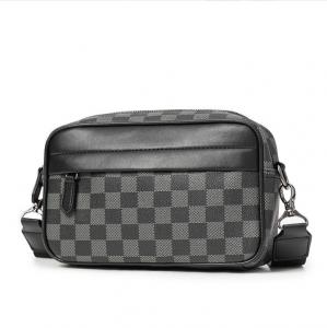 China Mens Casual Checkered Crossbody Bag Messenger Bag Fashionable And Trendy Waist Bag on sale