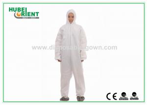 China Professional PP/SMS/MP Chemical Resistant Coveralls Clothing Eco Friendly With Hood And Feetcover on sale