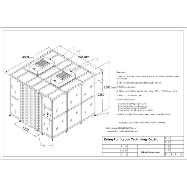Class 100 Stainless Steel Softwall Clean Room Modular Structure Easy To Move