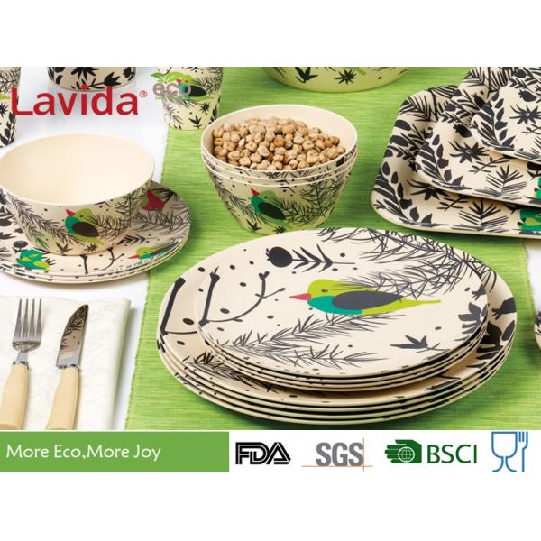 Nordic European Style Bamboo Fiber Tableware Unique Rustic Texture For Restaurant / Home