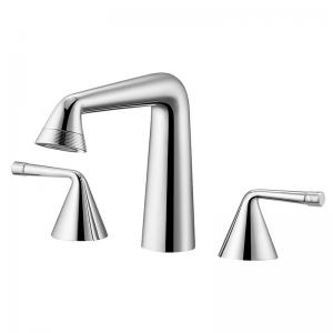 China Three Hole Basin Brass Lavatory Faucets Hot And Cold Water Mixer on sale