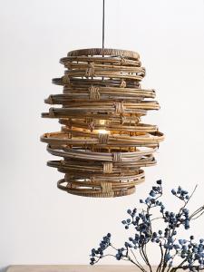 China Vintage Spiral Rattan Pendant Lights Nordic Retro Bamboo Hanging Lamp(WH-WP-75) on sale