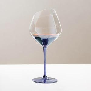  Lead Free 550ml Glass Drinking Goblets 19 Ounce Angled Iridescent Wine Glasses Manufactures