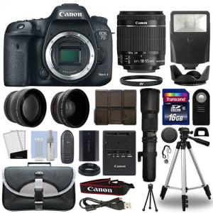  Canon 7D Mark II DSLR Camera+ 4 Lens 18-55mm IS STM + 500mm + 16GB Telephoto Kit Manufactures