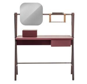 China Italy design of Dresser with Mirror by Oak wood table in Pure painting and Smart storage drawers leather belt decorative on sale