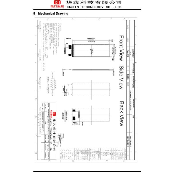 4.58 Inch Bar Type TFT Display 320x960， 40 PINS 3SPI+18RGB interface, 400c/d