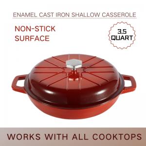 China Profession Enameled Cast Iron Casserole Cast Iron Shallow Dish With Lid on sale