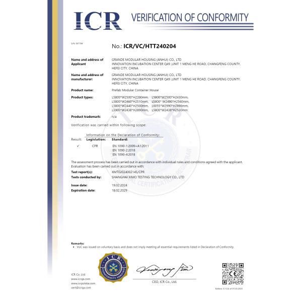 Steel Security Door Folding Container Home With Roof 60kg/m3 Insulation Rock Wool Wool