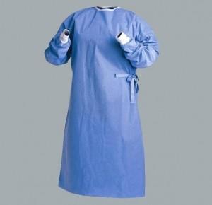  Anti Bacterial Blue Surgical Gown , Cloth Surgical Gowns With 4 Waist Belts Manufactures